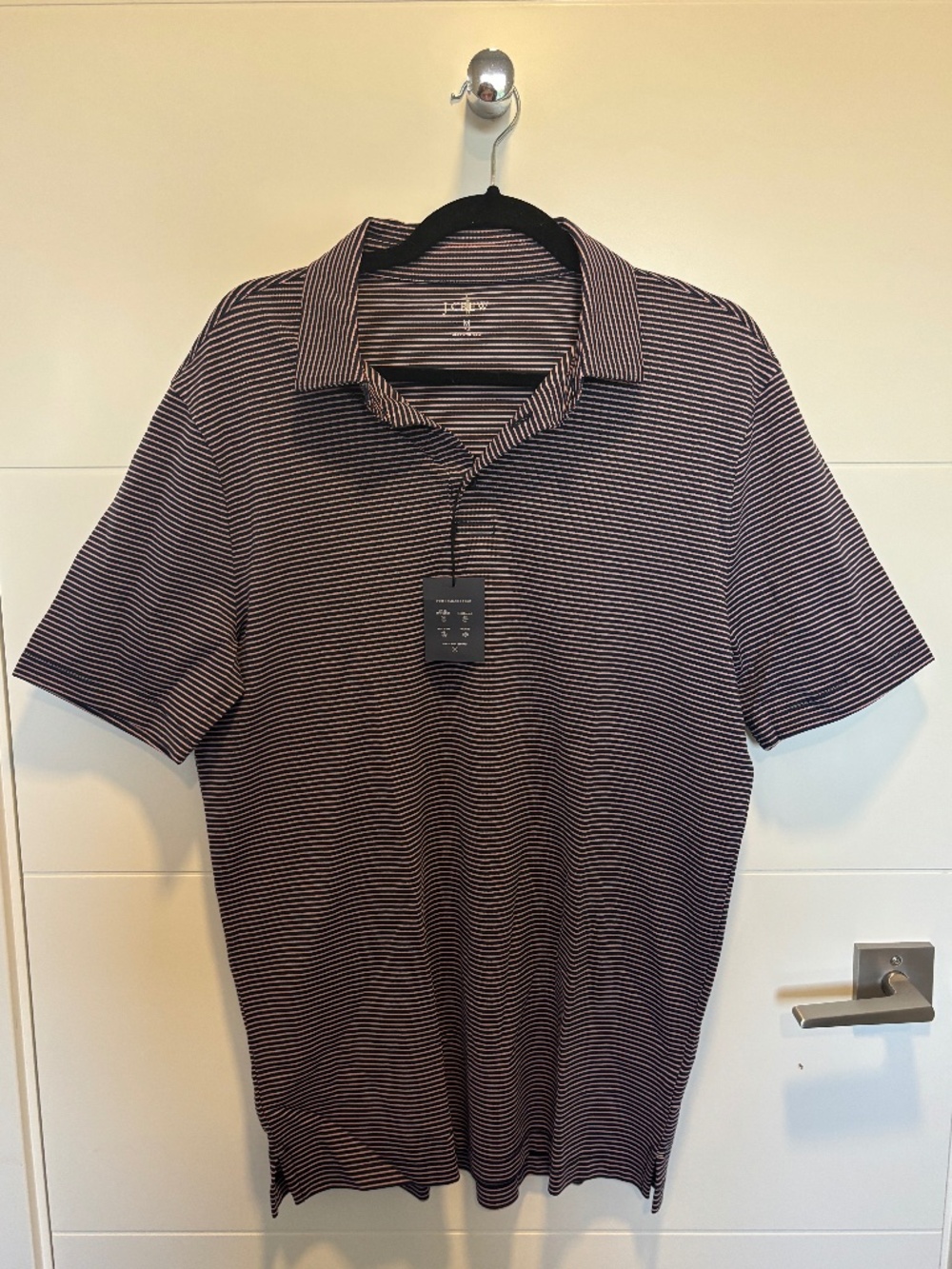 J.Crew Navy Pink Striped Performance Polo Shirt NWT Tall M
